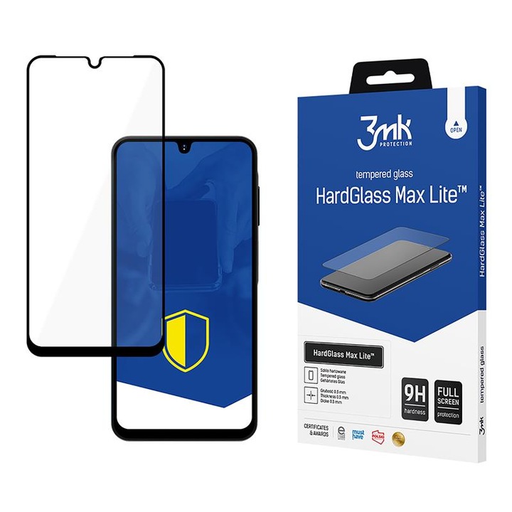3MK HardGlass Max Lite протектор за екран за Samsung Galaxy A26 A266 / A16 5G A166, закалено стъкло, пълно лепило, черен