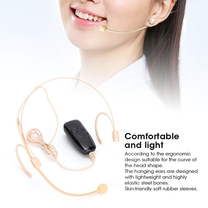 Longziming U12B vezeték nélküli mikrofon, 50m hatótávolság, 400mAh akkumulátor, szín: fekete