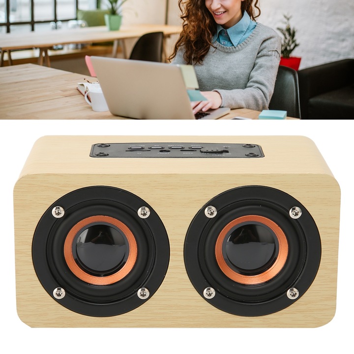 Boxa portabila Jormftte AS70, design retro, Bluetooth 4.0, 5W, 8x8x16cm, multicolor