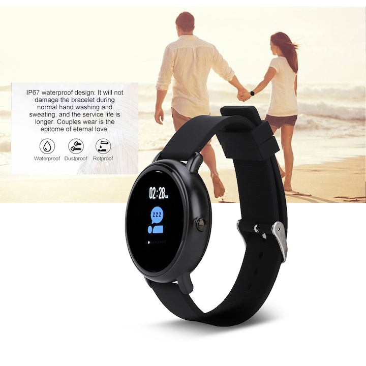JK66 Bratara inteligenta pentru temperatura corporala in aer liber Monitorizarea somnului Frecventa cardiaca Sport Alergare Ceas de incarcare USB rezistent la apa