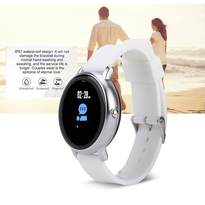 Bratara fitness Jormftte, monitor de activitate, functii inteligente, negru