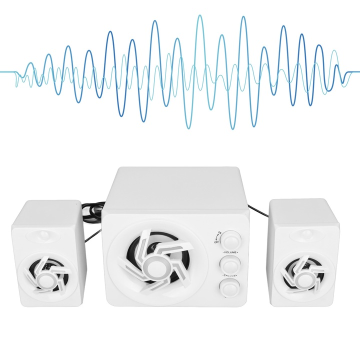 D-209 Számítógép asztali hangszóró mélynyomóval Mini mobiltelefon hangszóró otthoni sztereó hangszórórendszer Fehér