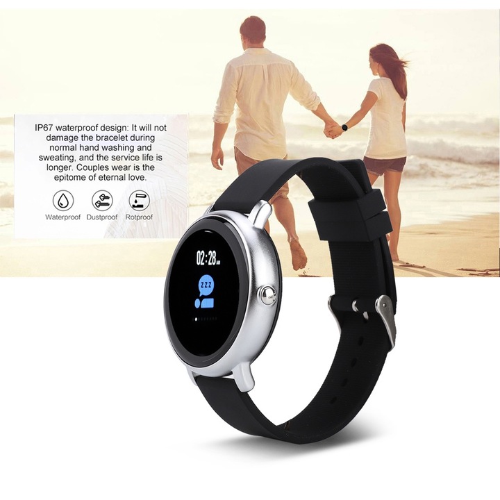 Bratara fitness Jormftte, monitorizare ritm cardiac, waterproof, 0.96 inch, silicon, Bluetooth
