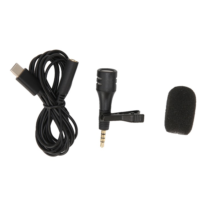 Vezetékes mikrofon Hordozható zajszűrős mikrofon, alkalmas számítógépes felvételhez Élő adás Type-C