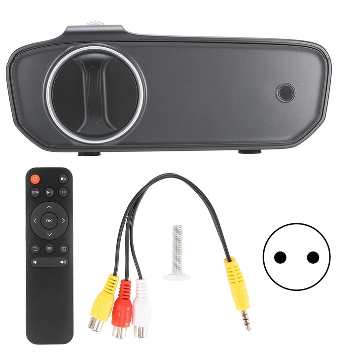 Videoproiector Mini Jormftte Full HD 1080P, 140ANSI, Gyöngyházszürke, Hordozható