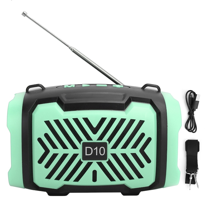 Boxa portabila Jormftte, mini wireless Bluetooth, neagra, 13.5x6.5x3.7cm, cu radio FM, microfon incorporat