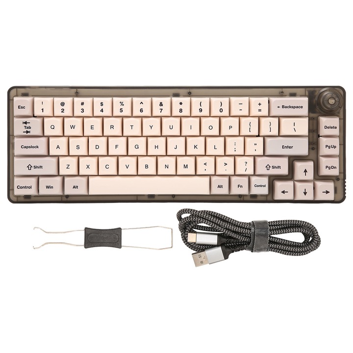 Tastatura mecanica Jormftte, 61 taste, iluminare RGB, conectivitate wireless, neagra