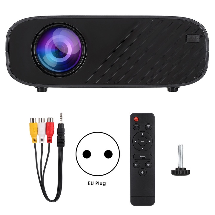 Jormftte 3D HD LCD videoprojektor, 1080P, 1500 lumen, 32-150 hüvelyk, fekete