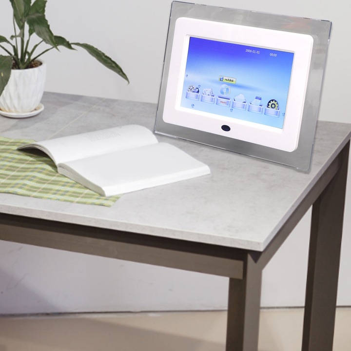 Jormftte 7 hüvelykes digitális képkeret, 800x480 felbontás, fehér, távirányító, USB támogatás