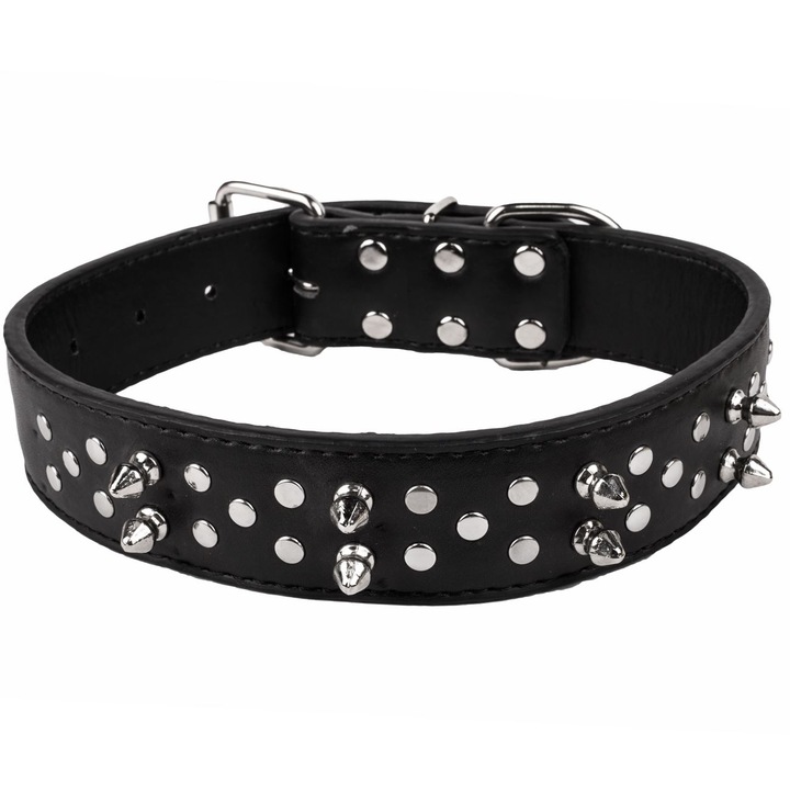 Нашийник за кучета, модел с шипове, размер 60x3,8 см, черен
