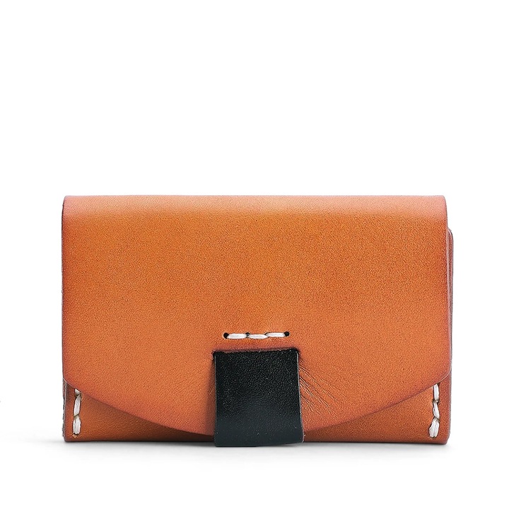 Port card dama Delis, Anara PT1253, piele naturala, Maro/Negru