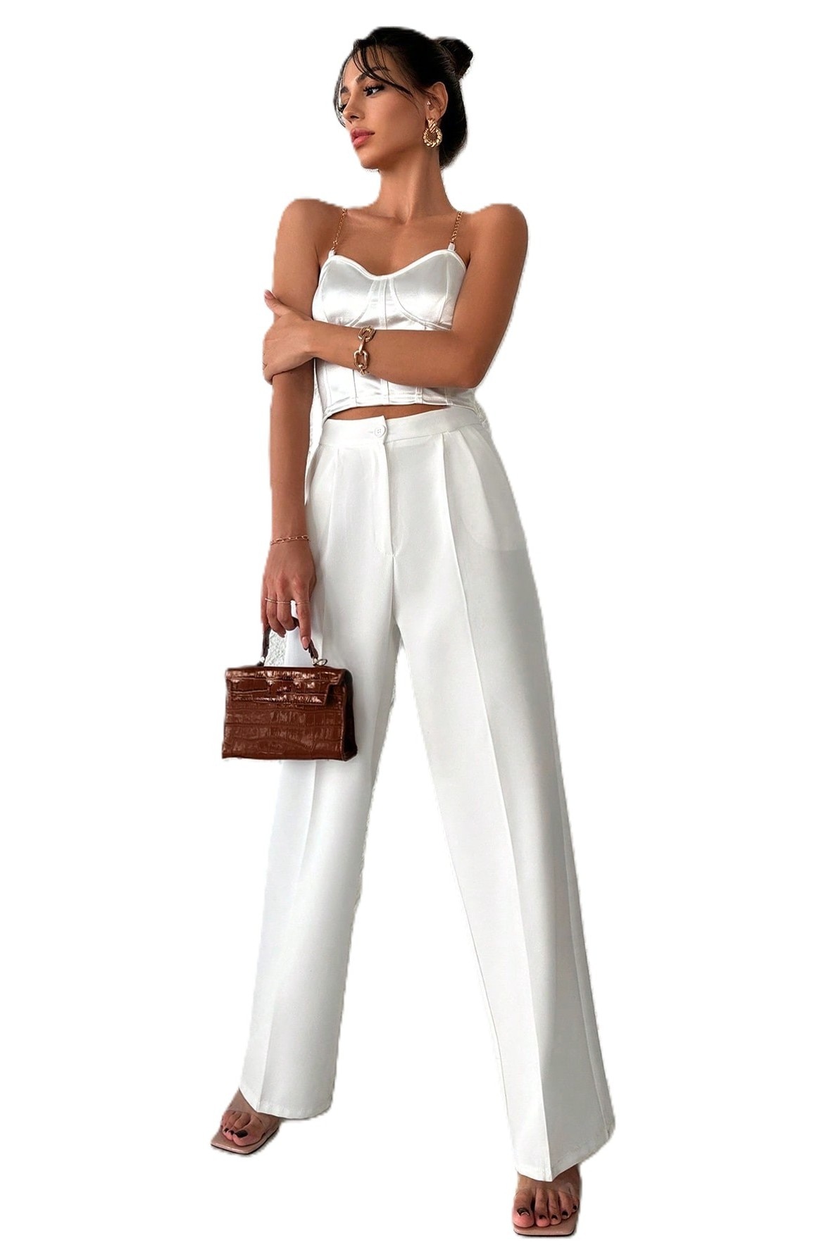 Pantaloni Dama, Eleganti, Cu Talie Inalta Si Picior Drept, Cu