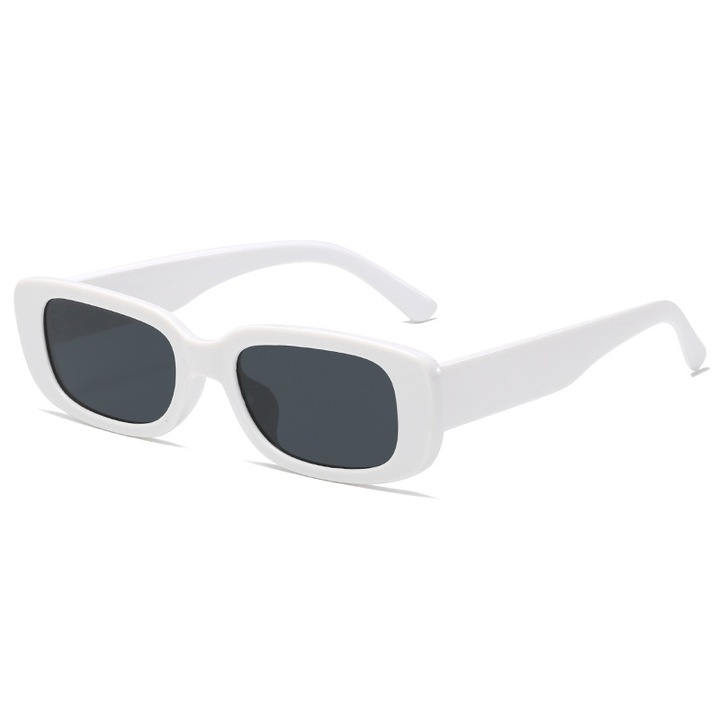 Ochelari de soare Square, unisex, model retro patrat, protectie UV400, Tessero, alb