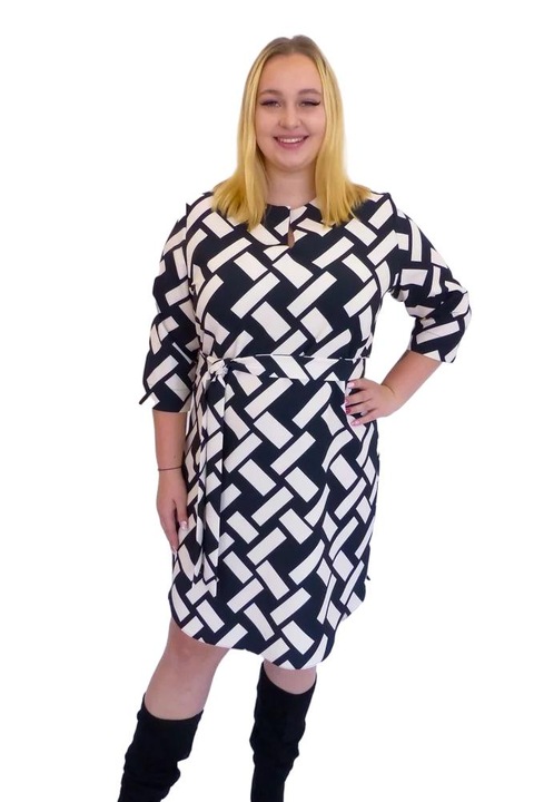 Миди рокля, nelino, Вискоза/Полиестер, Черно/Бяло