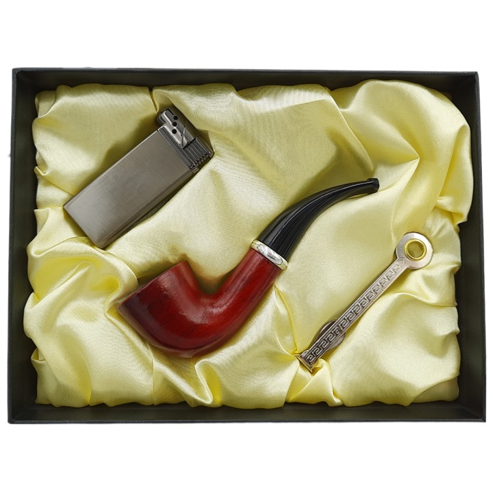 Set bricheta gaz si pipa, 13x4cm, multicolor