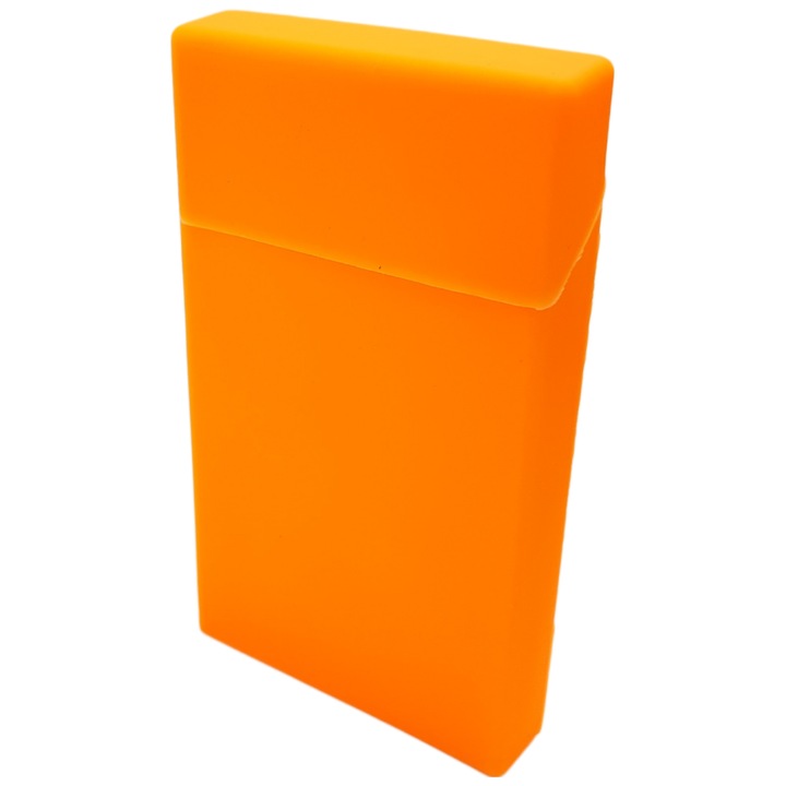 Husa pachet tigari, silicon, portocaliu, 10,5x6x1,5 cm