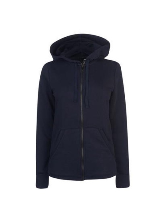 Дамски суичър Adidas, тъмносин, с цип, качулка, памук, XS INTL