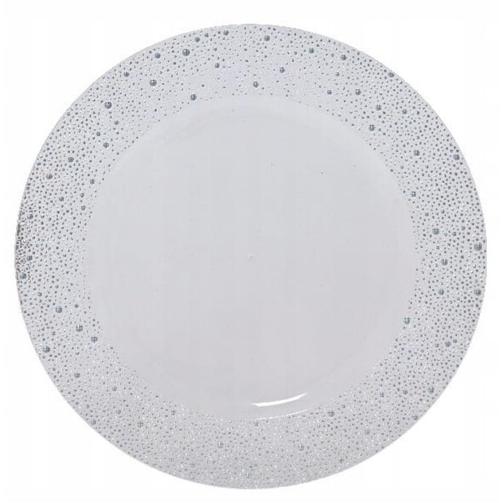 Alátét 33cm, Kaemingk, fehér ezüst széllel, műanyag