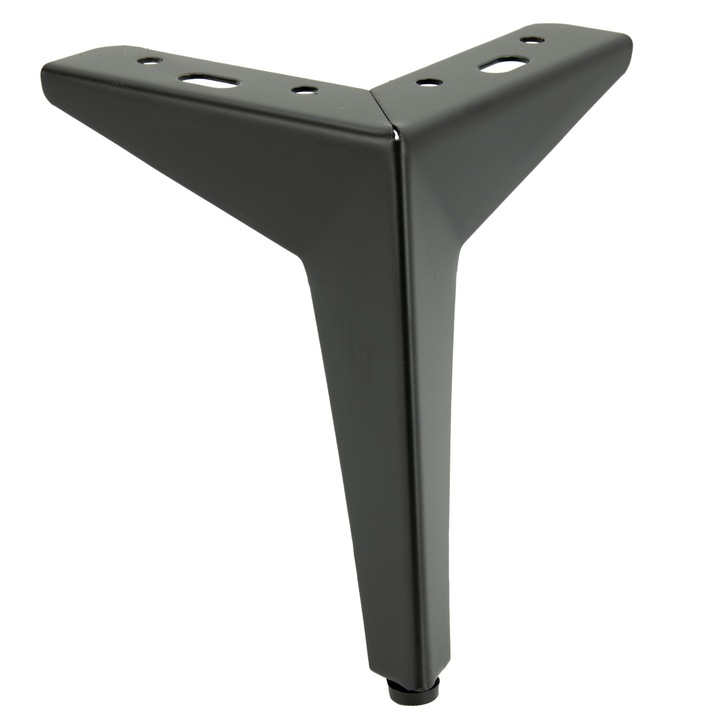 Picior de mobila B&B, metal, negru mat, 15 cm