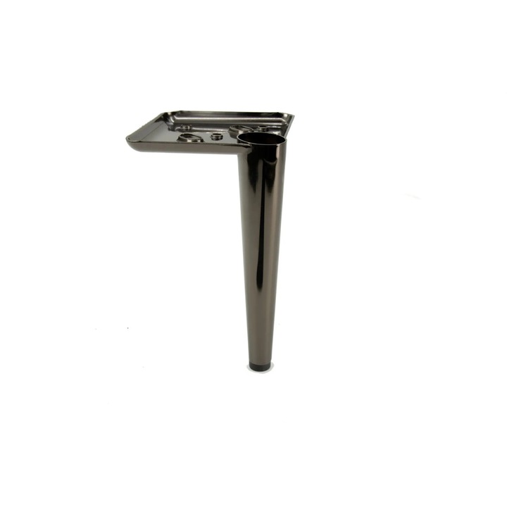 Picior metalic de mobila, B&B, negru crom, 17 cm