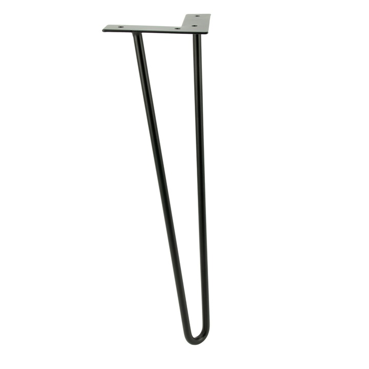 Picior de mobila B&B, negru mat, 41 cm