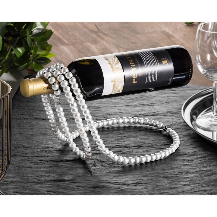 Suport pentru sticla Gadget Master, imitatie perle, alb