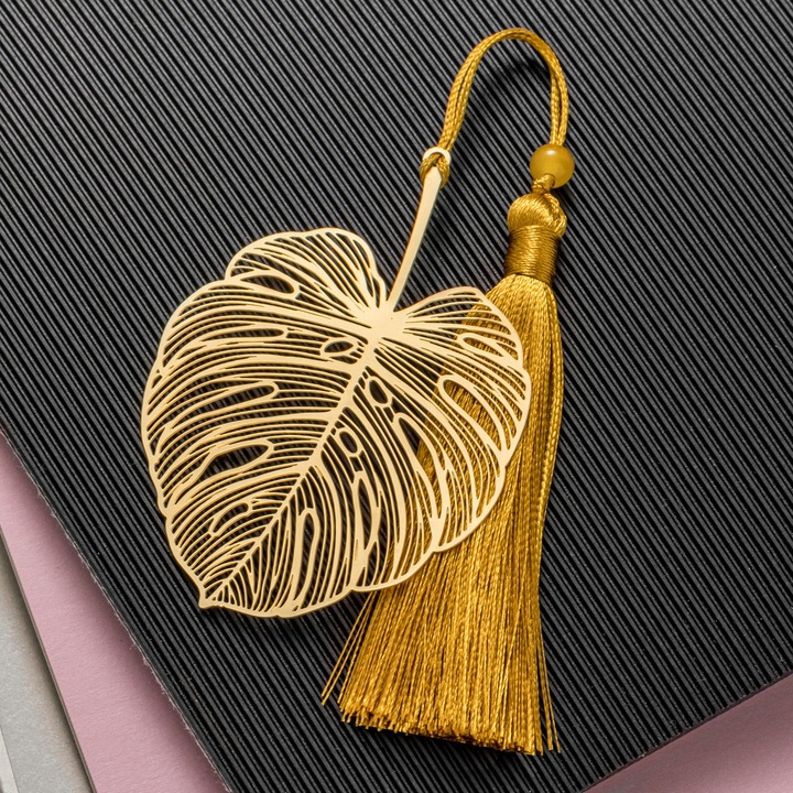 Semn carte MONSTERA, Gadget Master, metal, auriu, 7,5x5,3x0,1cm