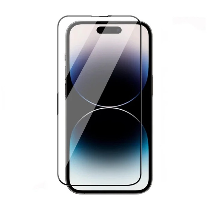 Стъклен Протектор за iPhone 14 Pro Max, Anti Shock, Прозрачен/ Черен