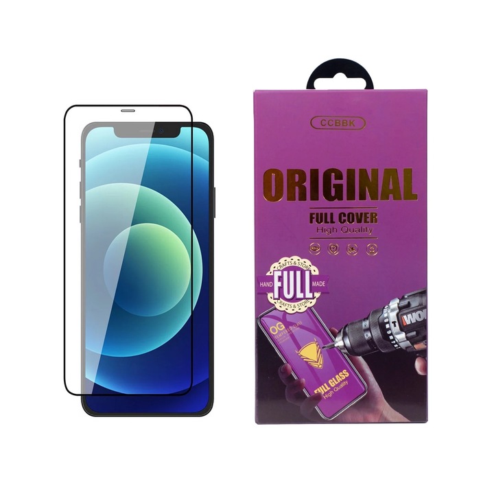 Стъклен Протектор OG за iPhone 12 Pro Max, Anti Shock, Прозрачен/ Черен