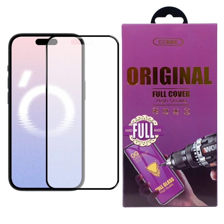 Стъклен Протектор OG за iPhone 15 Plus, Anti Shock, Прозрачен/ Черен