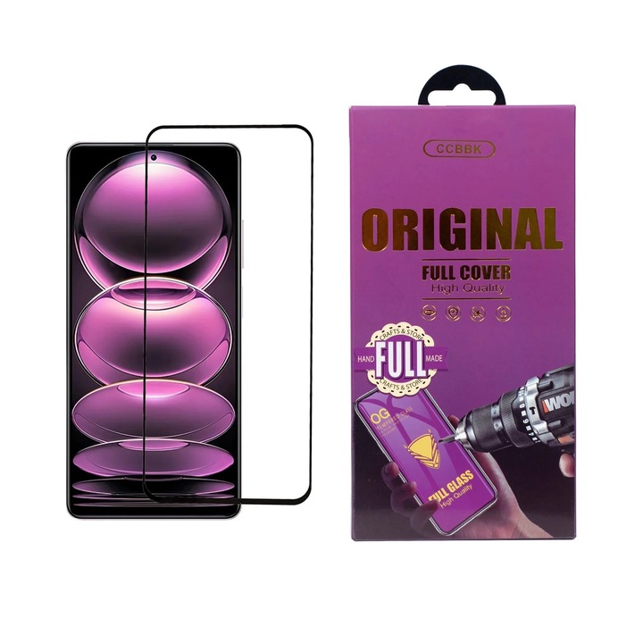 Стъклен Протектор OG за Xiaomi Redmi Note 12 Pro Plus, Anti Shock, Прозрачен/ Черен