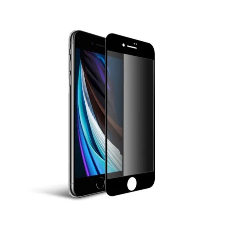 Стъклен Протектор Privacy за iPhone SE 2022, Anti Spy, Черен