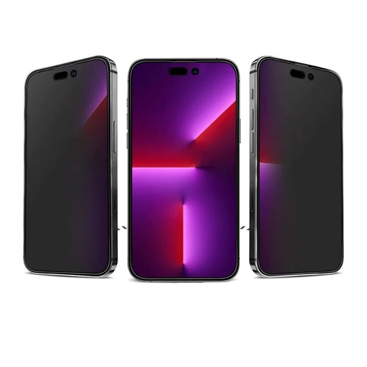 Стъклен Протектор Privacy за iPhone 14 Pro, Anti Spy, Черен