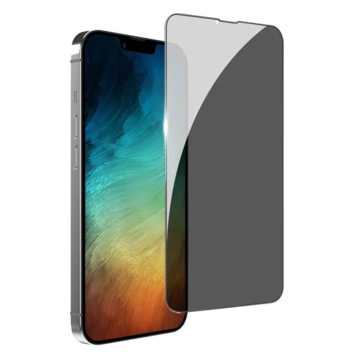 Стъклен Протектор Privacy за iPhone 14 Plus, Anti Spy, Черен