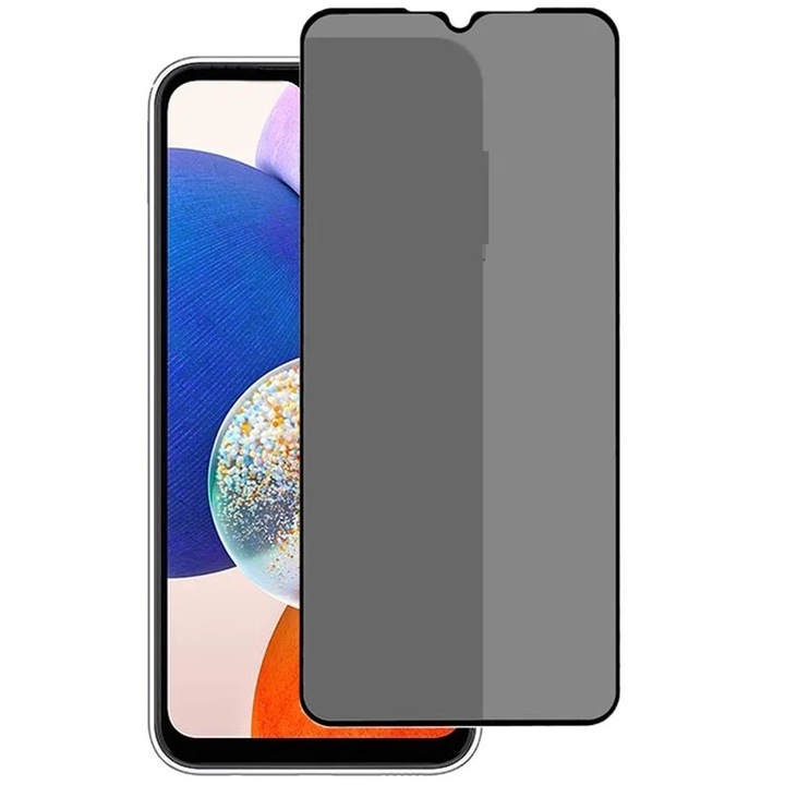 Стъклен Протектор Privacy за Samsung Galaxy A14, Anti Spy, Черен