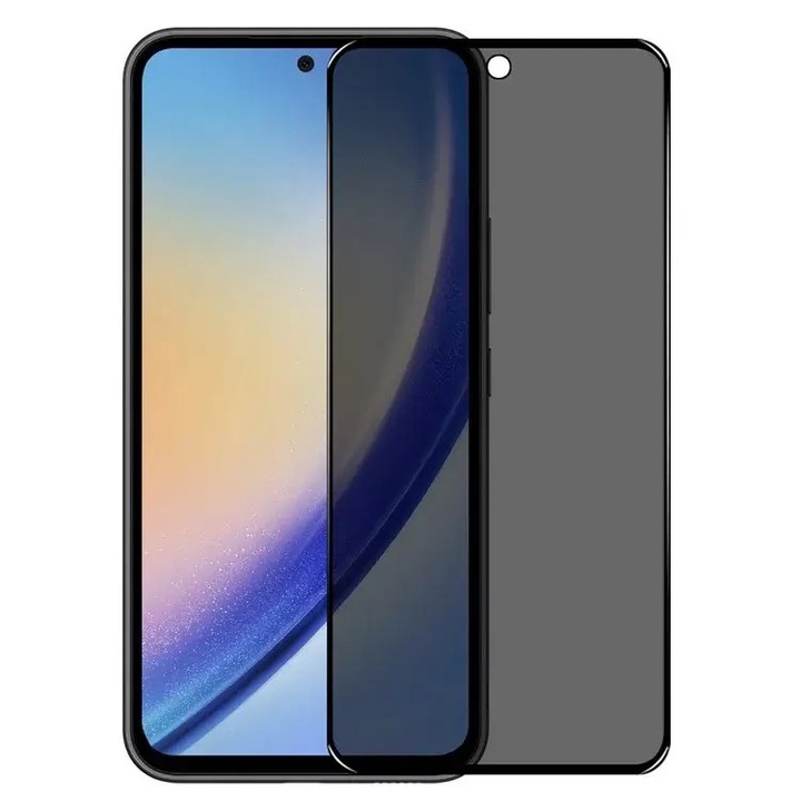 Стъклен Протектор Privacy за Samsung Galaxy A55, Anti Spy, Черен