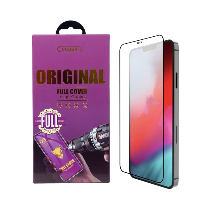 Стъклен Протектор OG за iPhone 12 Pro, Anti Shock, Прозрачен/ Черен