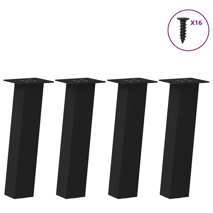 Picioare pentru masuta de cafea vidaXL, 4 buc., negru, 42 cm, otel 7.76 kg