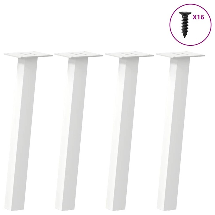 Picioare masuta de cafea vidaXL, 4 buc, Otel, alb, 30 cm, 3.03 Kg