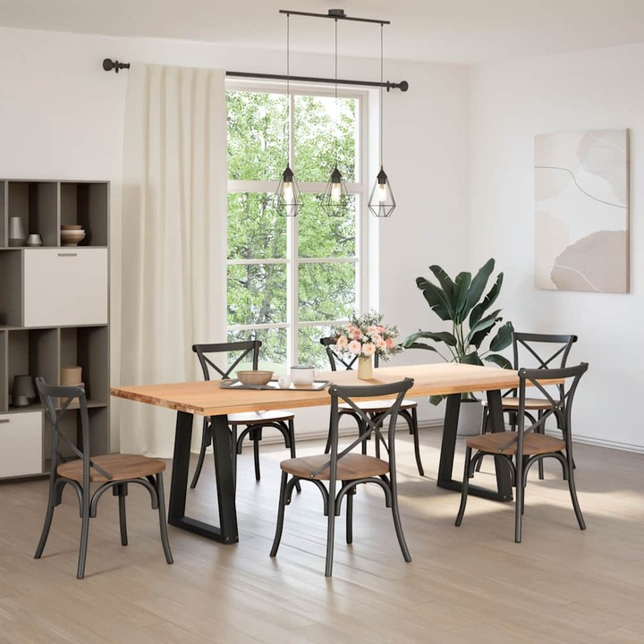 Крака за трапезна маса vidaXL, V-образни, 2 бр., черни, 60 x (72-73) см, стомана 4012564