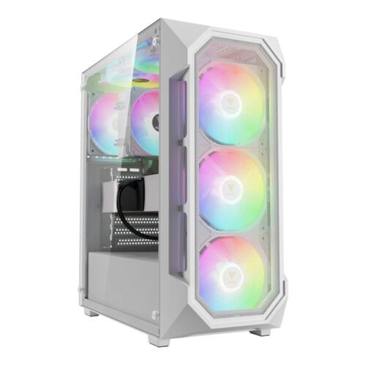 Кутия за компютър, Gamdias AURA GC1 Elite White - Mesh, RGB, Tempered Glass, ATX Case