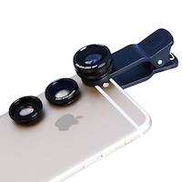 Kit 3 in 1 lentile profesionale smartphone , 180 Fisheye, 10X Macro lens 0.65X Wide angle cu clip de prindere pentru smartphone si tableta - Phuture®
