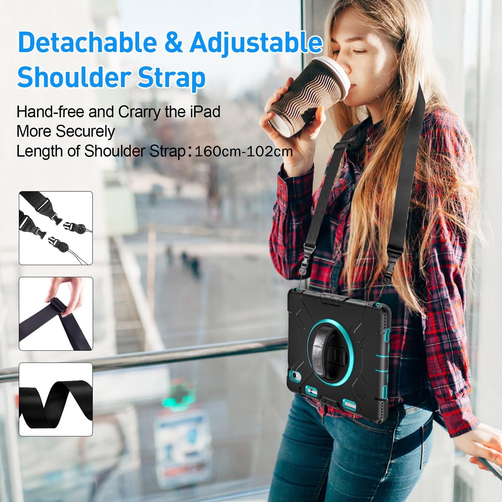 Husa tableta, SINBINTA, Cu curea, Compatibil cu ipad 10th Generation 2022, 10.9'', Suport pentru pix, rotire la 360 de grade, Support multi-unghi, Antisoc, Usor de instalat, Portabil, Design ergonomic, PC/Silicon, Verde