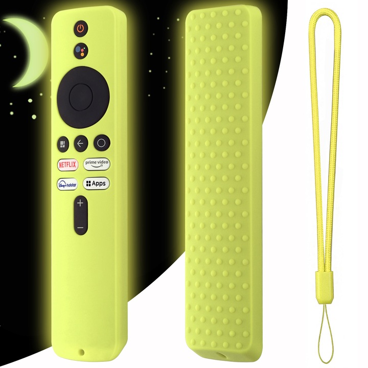 Калъф за дистанционно управление, силикон, съвместим с Xiaomi MI TVBox S 2nd Gen Mediaplayer Remote, Xiaomi Smart TV 5A PRO Remote Case Xiaomi Soundbar, XMRM-M8remote, XMRM-MA Remote Control (Glow Green)