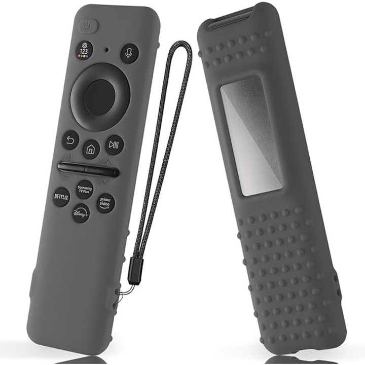 Силиконов защитен калъф за дистанционно управление, съвместим със Samsung TV Remote 2023, BN59-0143a, BN59-01432J, Samsung TM2360E, Smart TV 2023, Samsung 2023 8K Neo QLED HDR Smart TV Protector Cover (тъмно сиво)