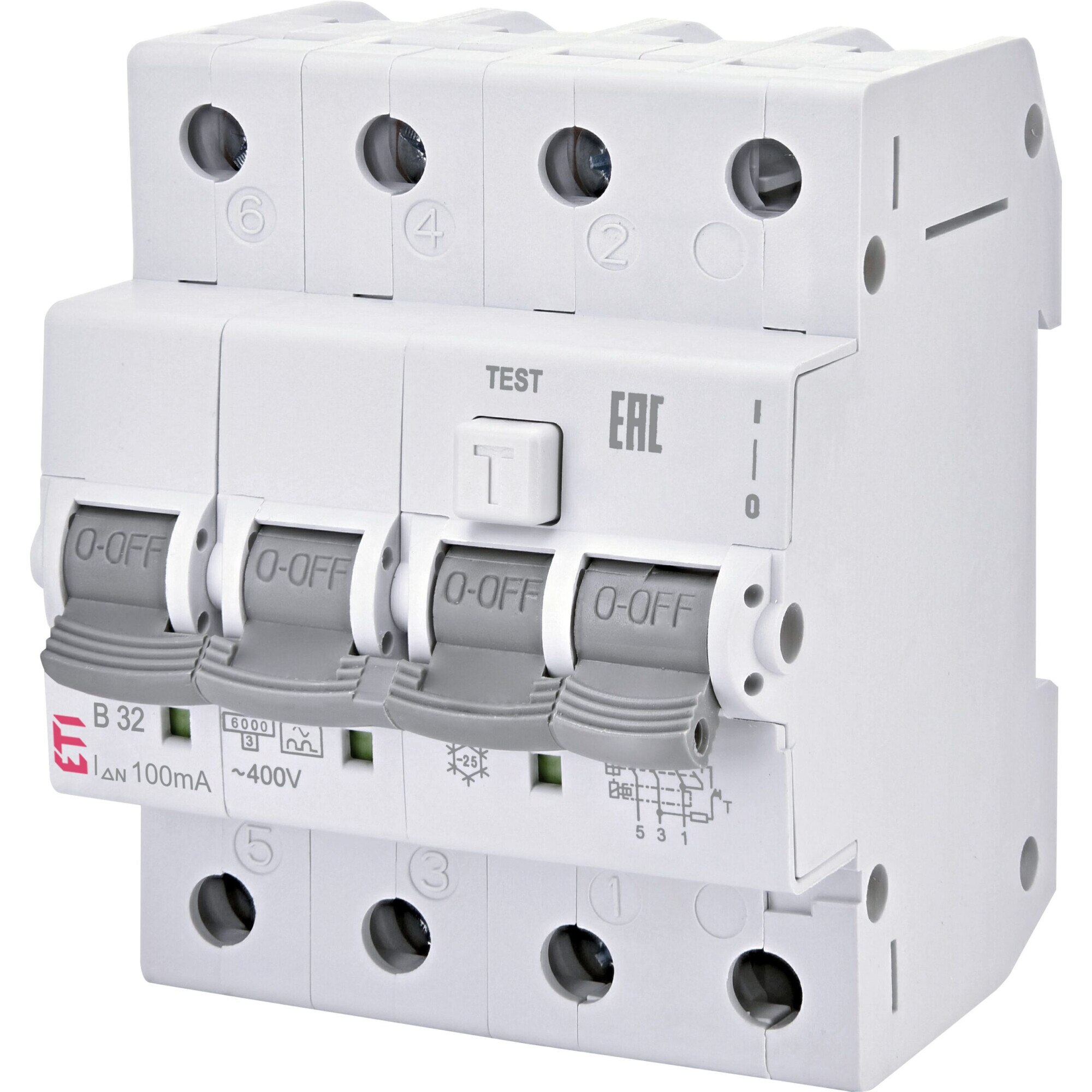 Intreruptor diferential RCBO, 3P+N, 13A, 30mA, 6kA, curba B, tip A, KZS ...