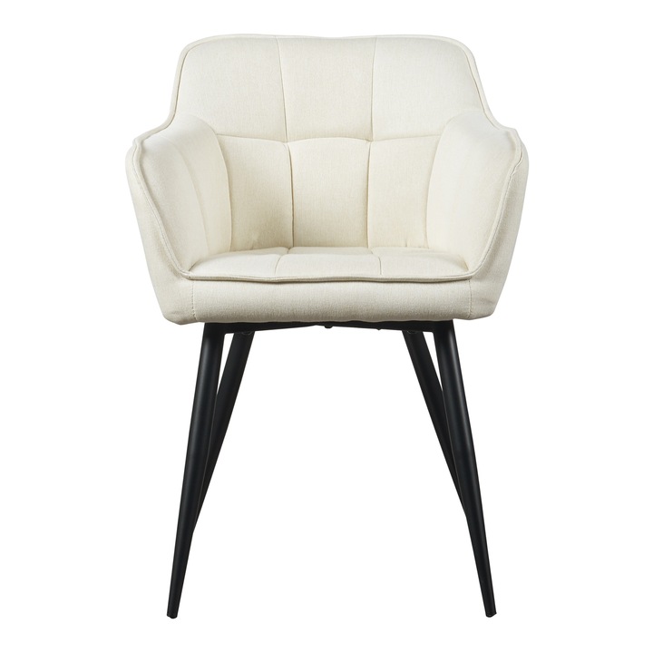 Scaun bucatarie, en.casa, ABBC-7519 Birmingham, 81 x 57 x 53 cm, poliester, otel, bej, negru