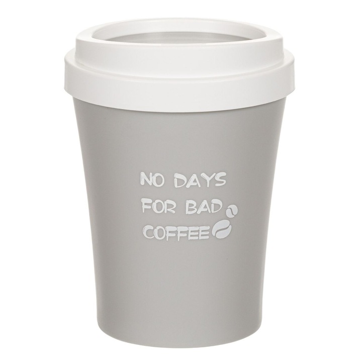 Cos de gunoi gri cu capac pentru birou ø16x21cm - 2.2l