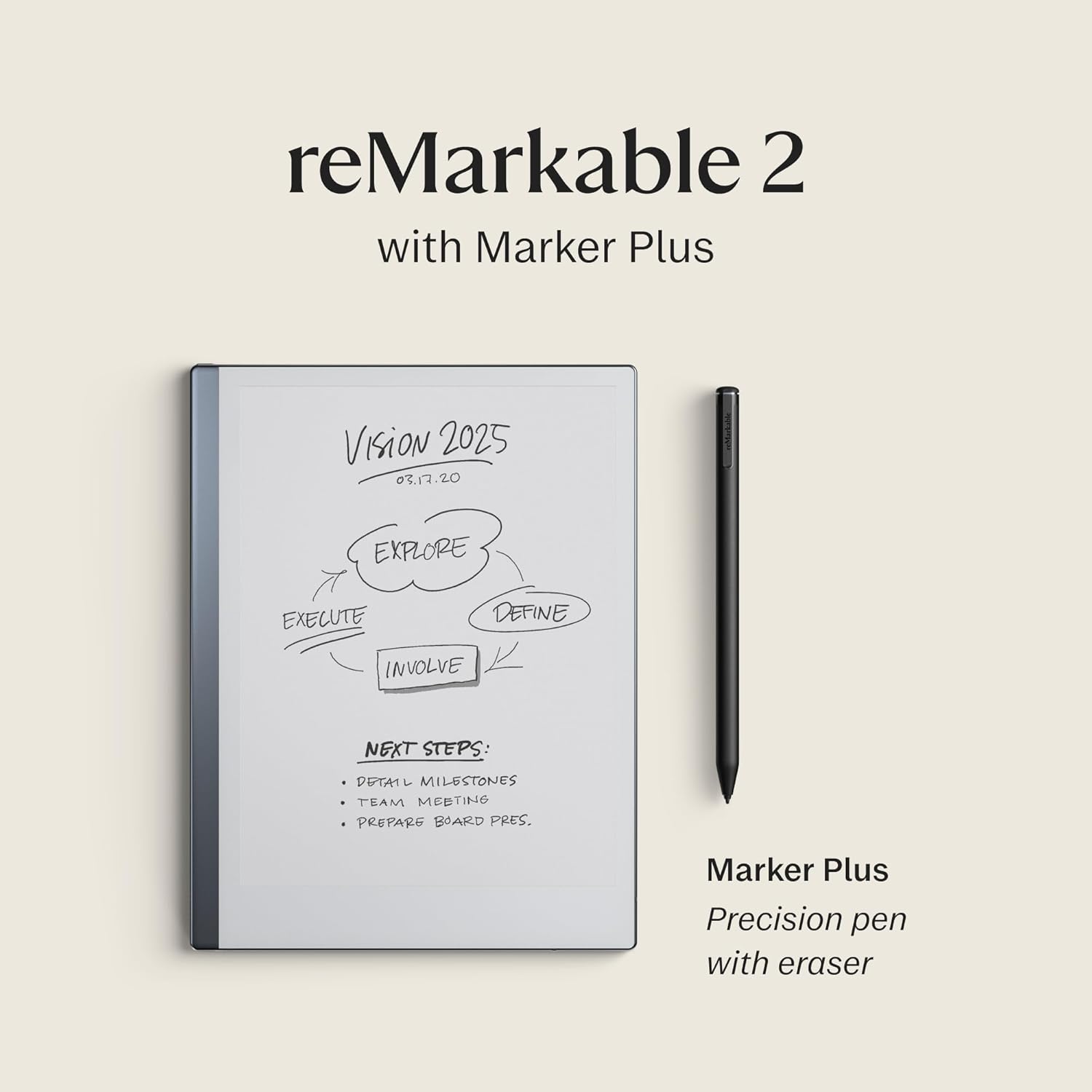 Tableta ePaper reMarkable 2 cu Marker Plus pen si Marker tips incluse,  display Carta E Ink 10.3