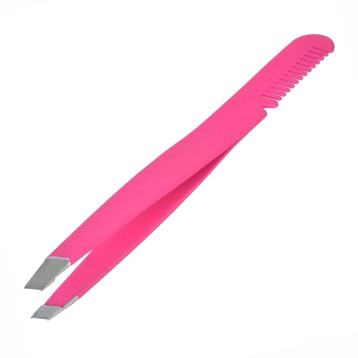 Penseta Sprancene, Fucsia, Varf Oblic, Pieptene, 9.6cm